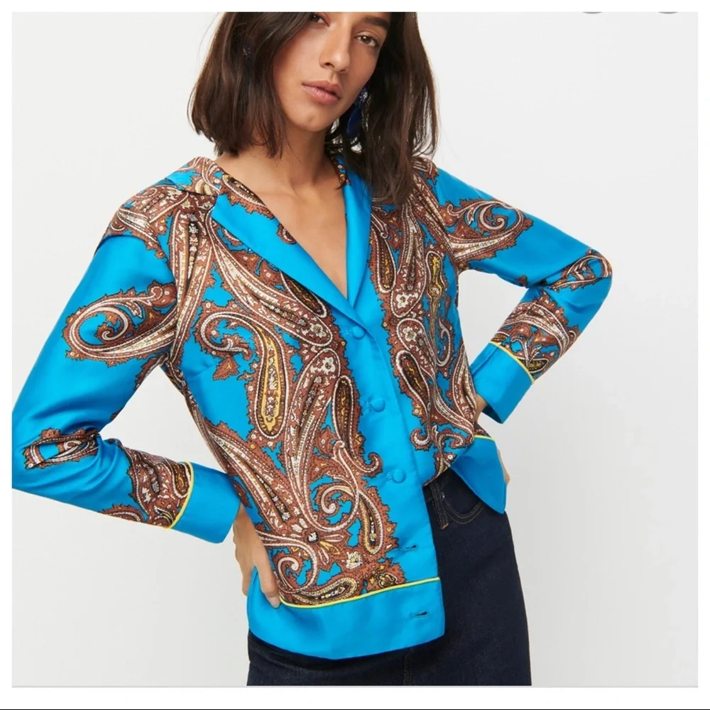 NWT! J Crew Drapey button-up shirt paisley print